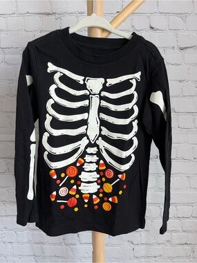 PLACE Kids Black Skeleton Candy Graphic Long-Sleeve Tee